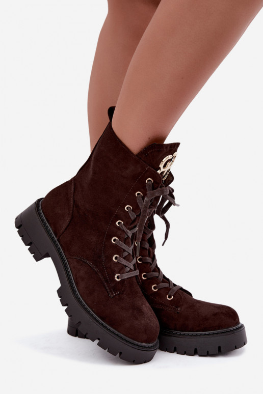 Botins quentes femininos com ornamentos em camurça sintética Falira