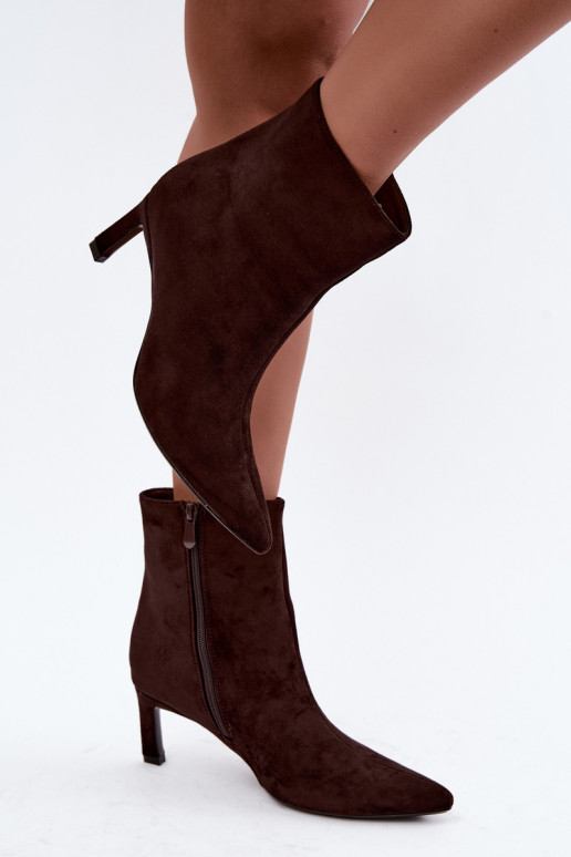 Botins quentes femininos com saltos finos Carlia