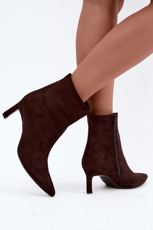 Botins quentes femininos com saltos finos Carlia