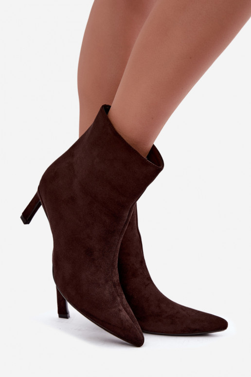 Botins quentes femininos com saltos finos Carlia