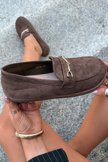 Mocassins dourados Barefoot Ze com detalhes castanhos Paresa 2