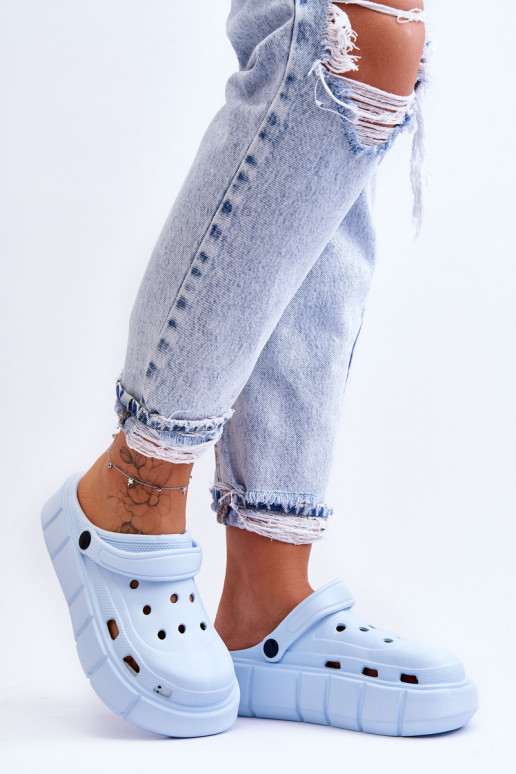 Chinelos femininos com plataforma de espuma em azul claro Beckett