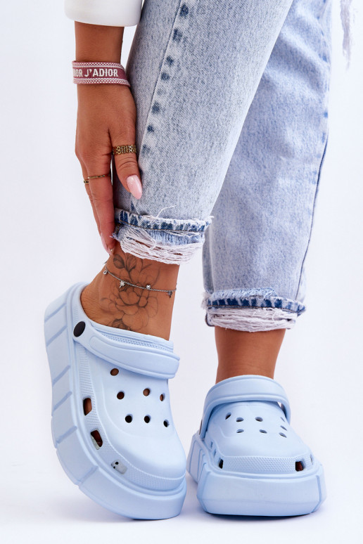 Chinelos femininos com plataforma de espuma em azul claro Beckett