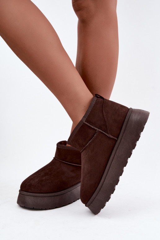 Botas de neve femininas isoladas com plataforma e pelo por dentro CzekoladoĮe Vesirae