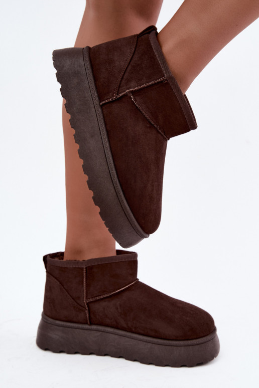 Botas de neve femininas isoladas com plataforma e pelo por dentro CzekoladoĮe Vesirae