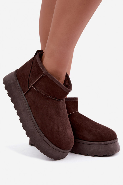 Botas de neve femininas isoladas com plataforma e pelo por dentro CzekoladoĮe Vesirae