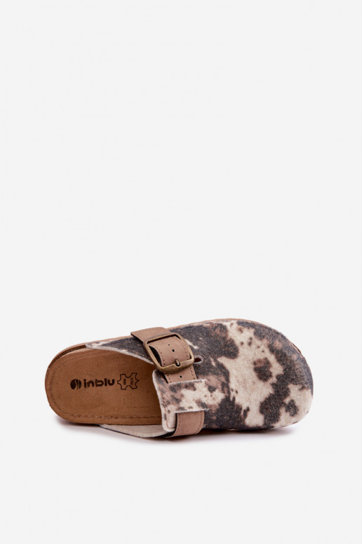 Tamancos marrons femininos com fivelas Inblu DJ000016