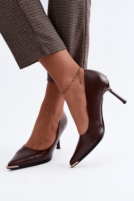 Sapatos de salto alto de couro sintético CzekoladoĮe INarelia