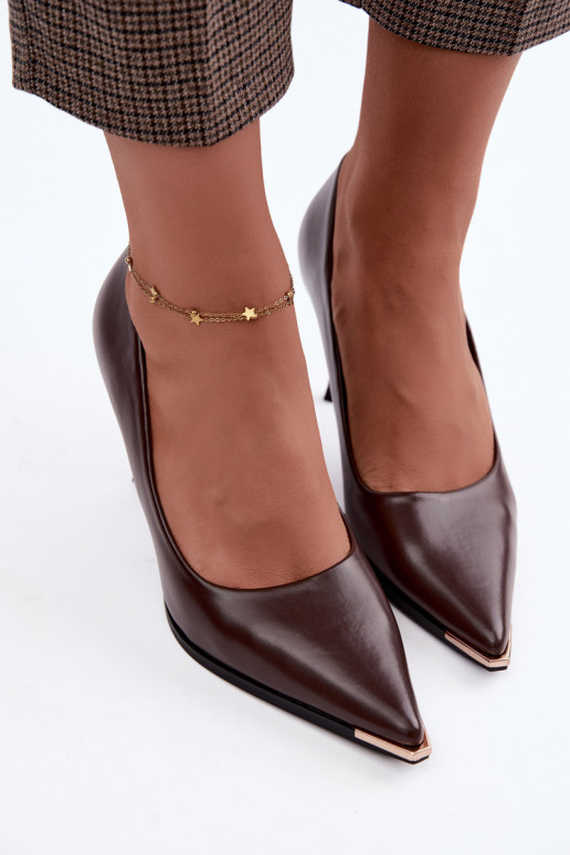 Sapatos de salto alto de couro sintético CzekoladoĮe INarelia