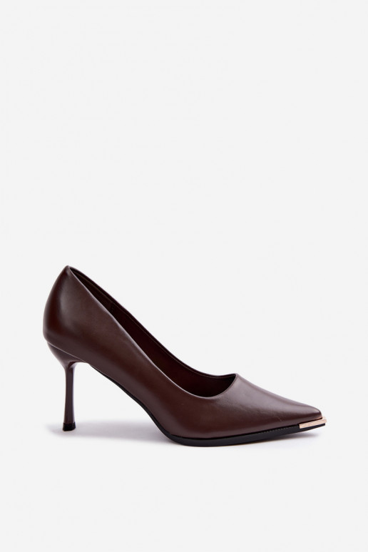 Sapatos de salto alto de couro sintético CzekoladoĮe INarelia