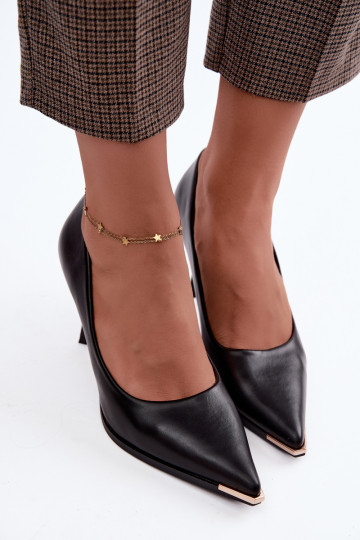 Sapatos de salto alto pretos de couro sintético INarelia