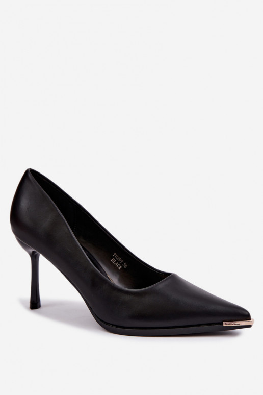 Sapatos de salto alto pretos de couro sintético INarelia
