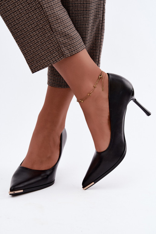 Sapatos de salto alto pretos de couro sintético INarelia