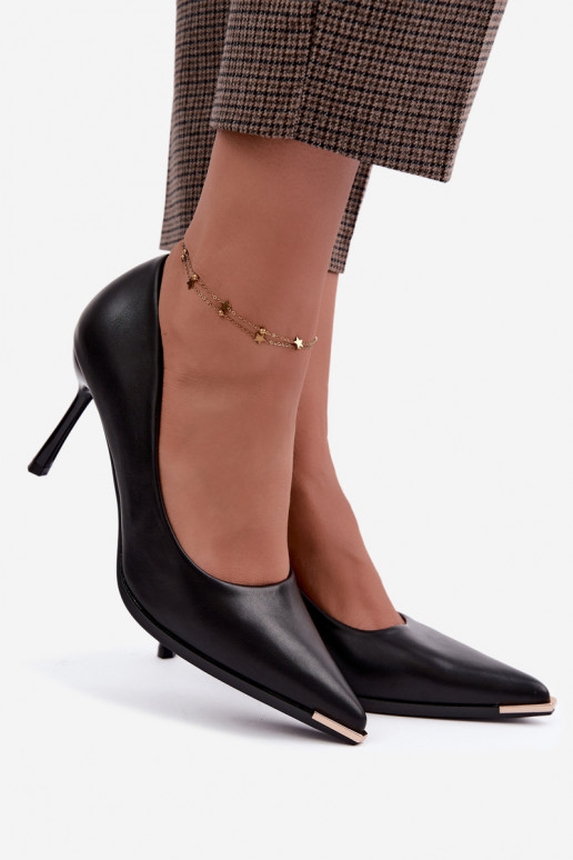 Sapatos de salto alto pretos de couro sintético INarelia