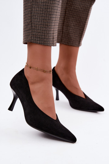 Sapatos de salto alto pretos com bordado decorativo Sedria 2