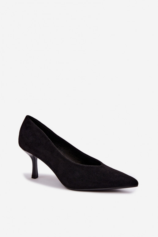 Sapatos de salto alto pretos com bordado decorativo Sedria