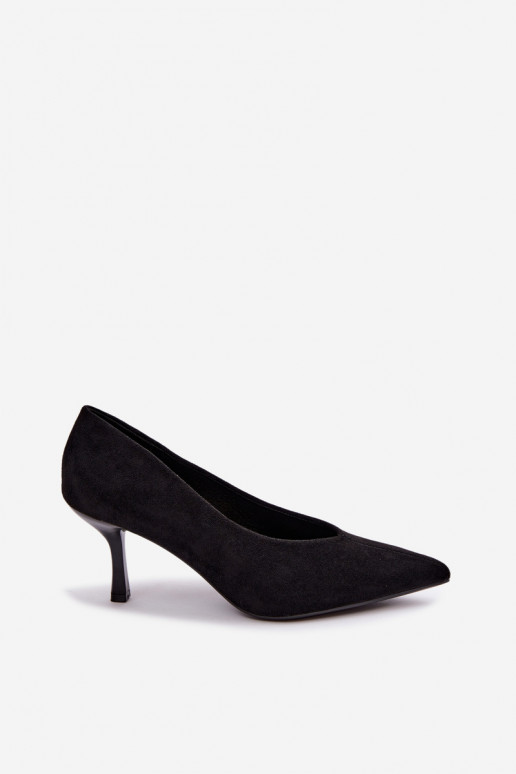 Sapatos de salto alto pretos com bordado decorativo Sedria