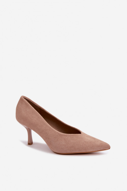Sapatos de salto alto de cor areia com bordado decorativo Sedria