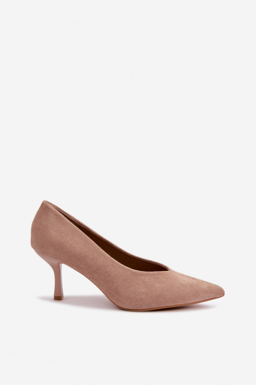Sapatos de salto alto de cor areia com bordado decorativo Sedria