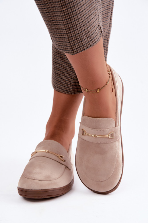 Mocassins com detalhes dourados em cor de areia Paresa