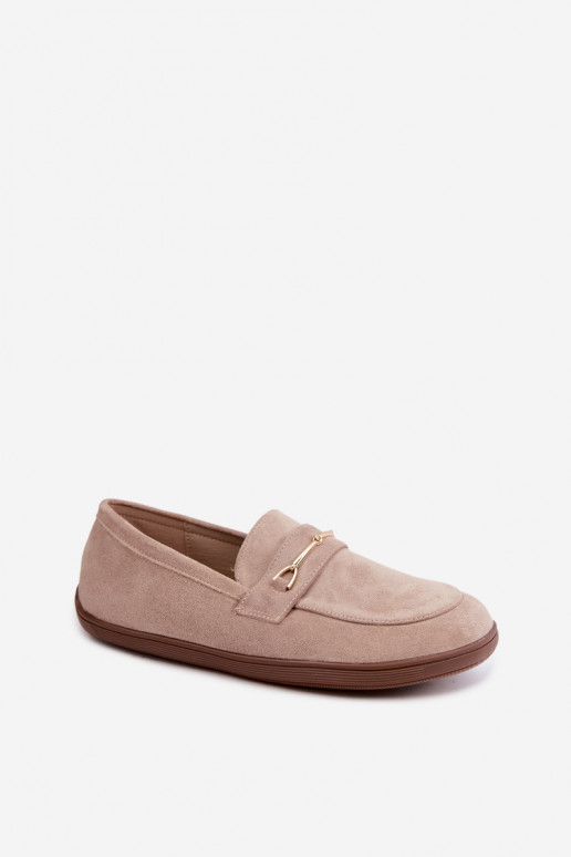 Mocassins com detalhes dourados em cor de areia Paresa