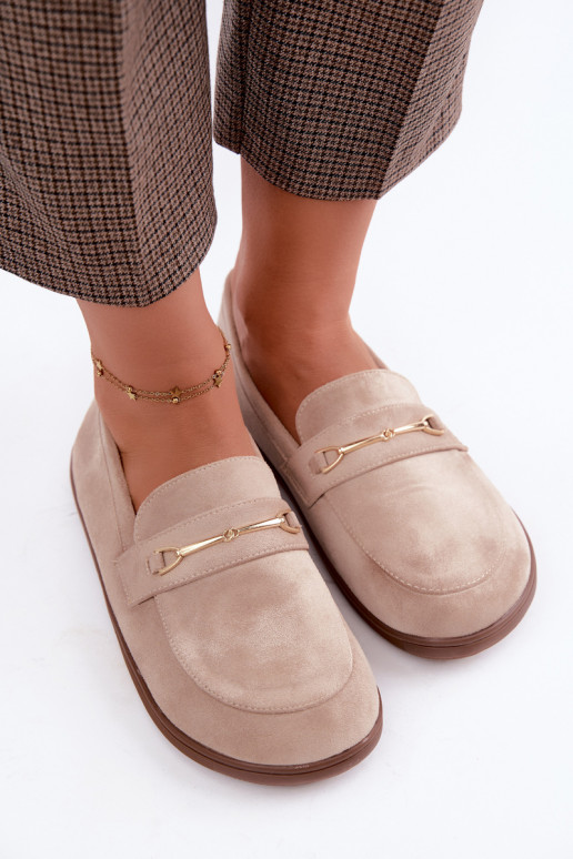 Mocassins com detalhes dourados em cor de areia Paresa