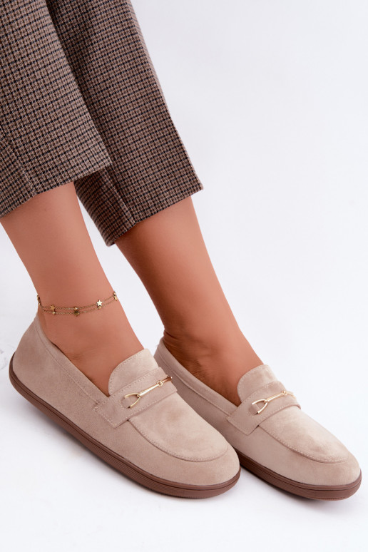 Mocassins com detalhes dourados em cor de areia Paresa