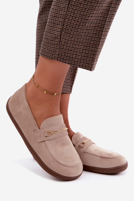 Mocassins com detalhes dourados em cor de areia Paresa