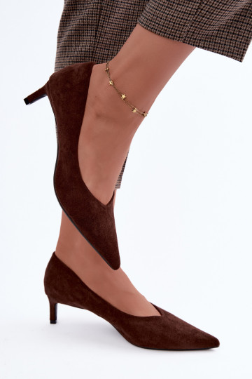 Sapatos de bico fino em cor de chocolate Tadela