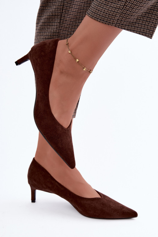 Sapatos de bico fino em cor de chocolate Tadela