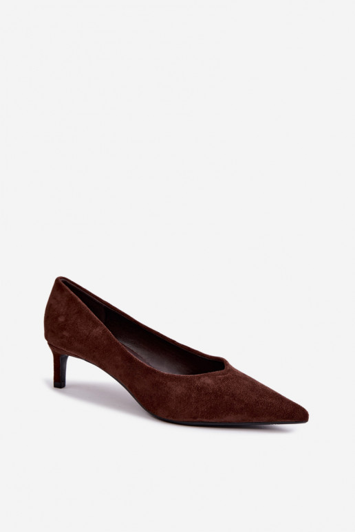 Sapatos de bico fino em cor de chocolate Tadela