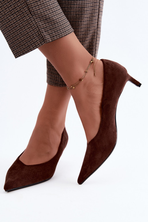 Sapatos de bico fino em cor de chocolate Tadela