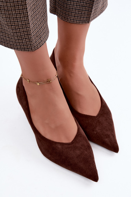 Sapatos de bico fino em cor de chocolate Tadela