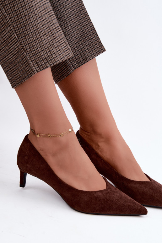 Sapatos de bico fino em cor de chocolate Tadela