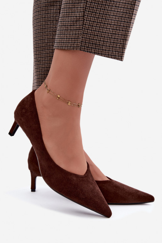 Sapatos de bico fino em cor de chocolate Tadela