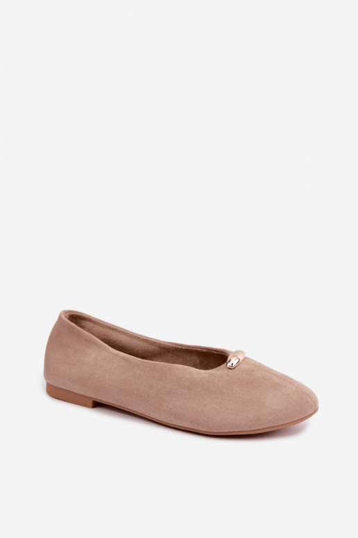 Bailarinas color areia femininas com detalhes dourados Serela