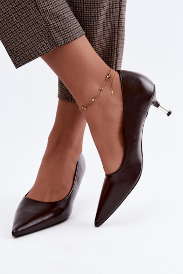 Sapatos de salto baixo em cor de chocolate Pelina 2