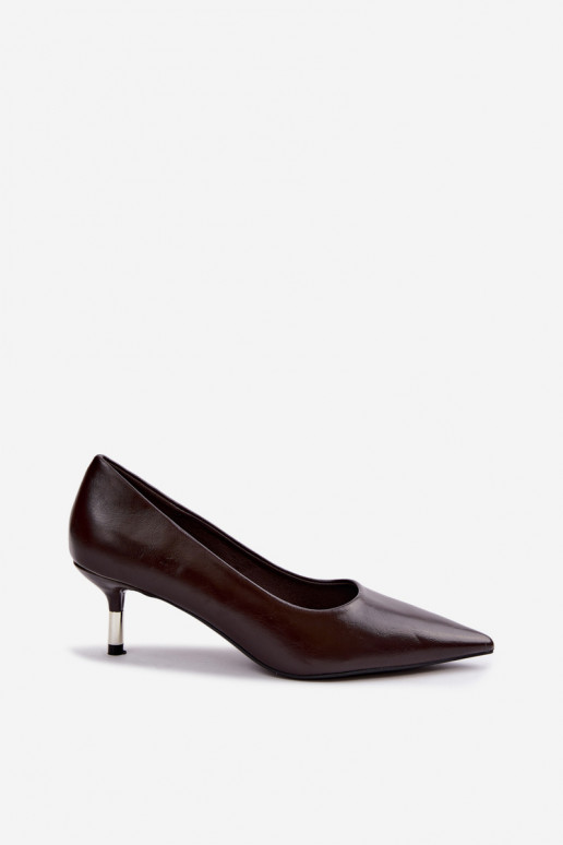 Sapatos de salto baixo em cor de chocolate Pelina