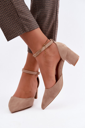 Sapatos de salto com tiras em cor de areia Olenae
