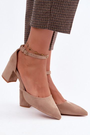 Sapatos de salto com tiras em cor de areia Olenae 2