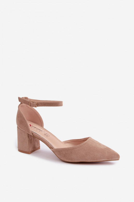 Sapatos de salto com tiras em cor de areia Olenae