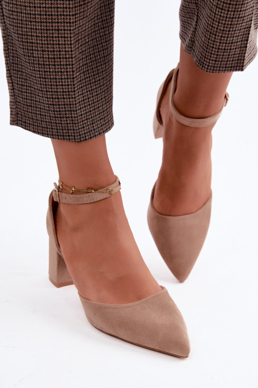 Sapatos de salto com tiras em cor de areia Olenae