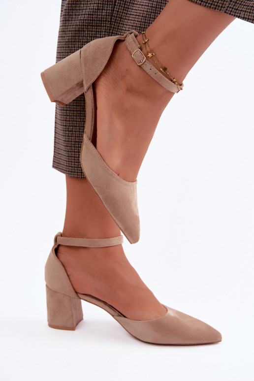 Sapatos de salto com tiras em cor de areia Olenae