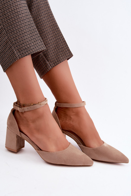Sapatos de salto com tiras em cor de areia Olenae