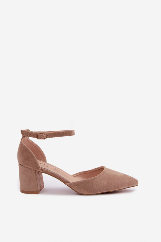 Sapatos de salto com tiras em cor de areia Olenae