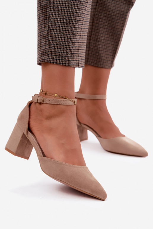 Sapatos de salto com tiras em cor de areia Olenae
