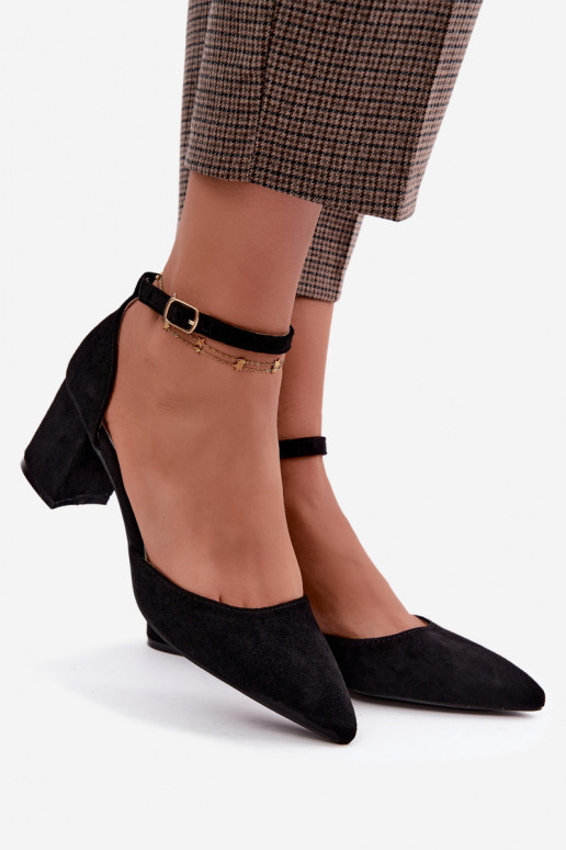 Sapatos pretos com salto e tiras Olenae