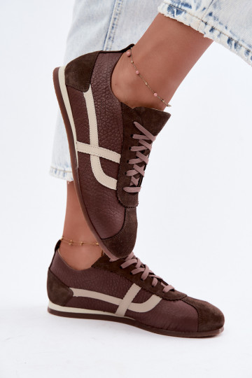 Pele de camurça À modalo de tênis Feminino Zazoo N1402S2 CzekoladoParae