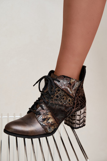 Pele Botas femininas com salto Estampado aquecimento Tem que serciejka 07591-02 cor marrom 2