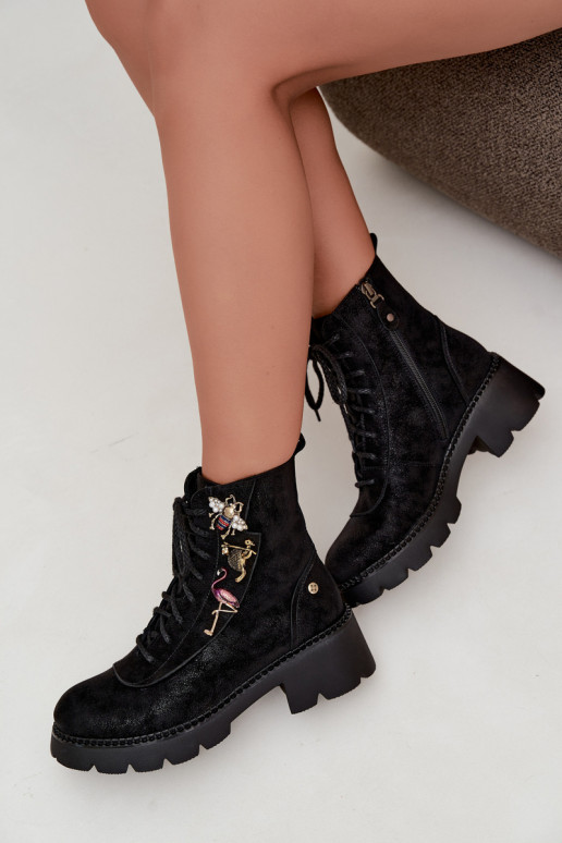 Botas de tornozelo de trabalho em couro sintético com fivelas pretas